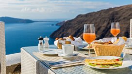 Morning and Breakfast on the beach sea